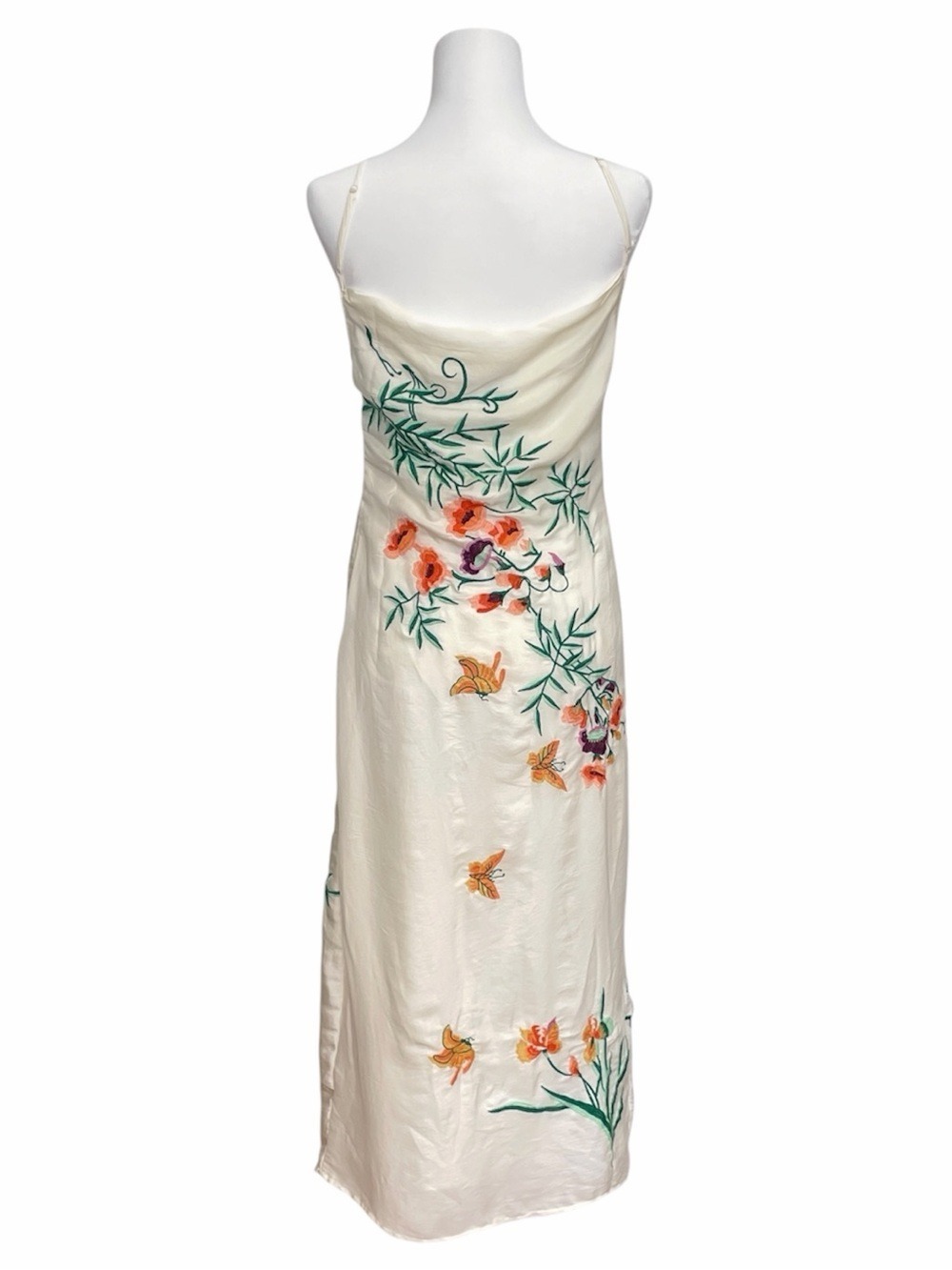 Urban Outfitters Phoenix Embroidered Midi Dress Ivory Butterfly Floral Size S - Picture 2 of 13